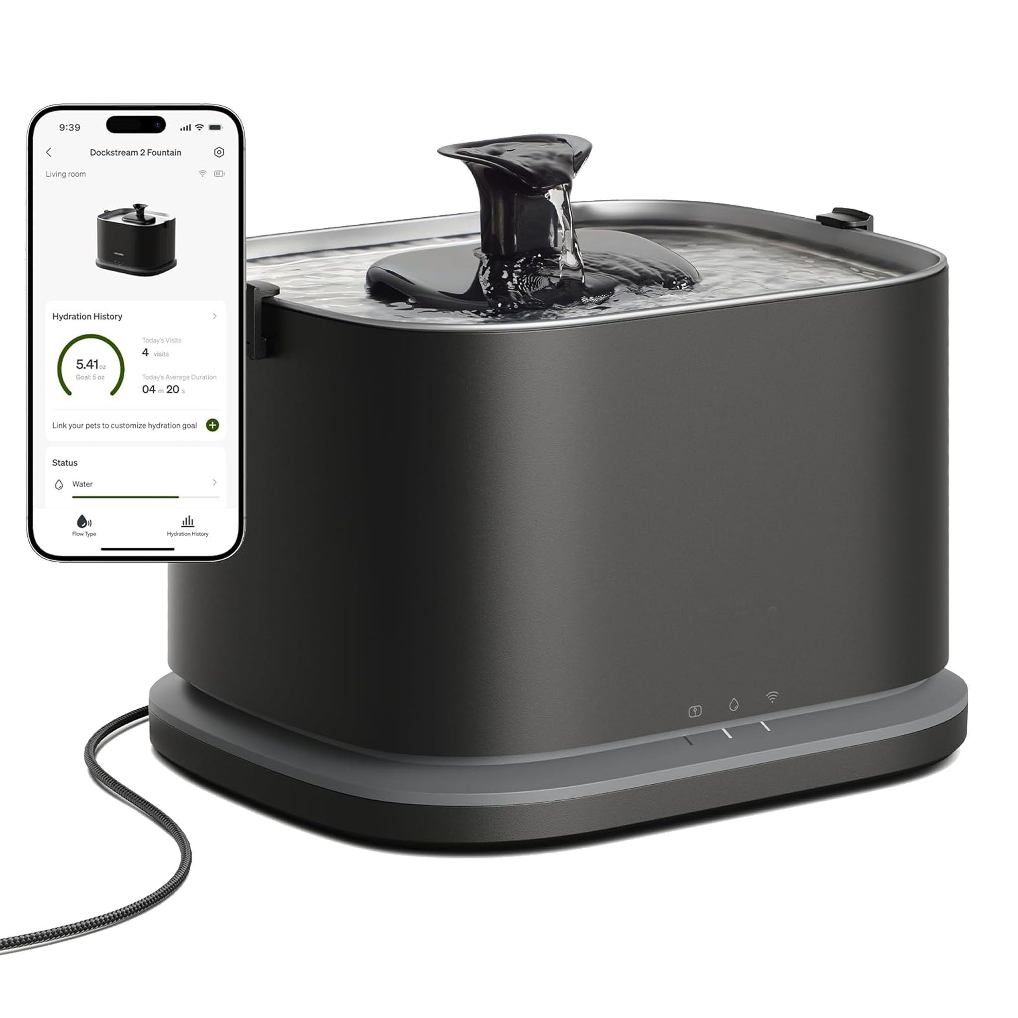Dockstream 2 smart cat water fountain white