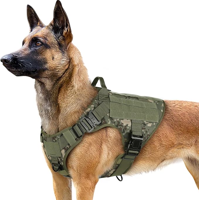 Tactical Dog Harness for Large Dogs - No Pull Reflective Military Vest