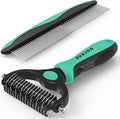 Blue Deshedding Brush with Metal Comb