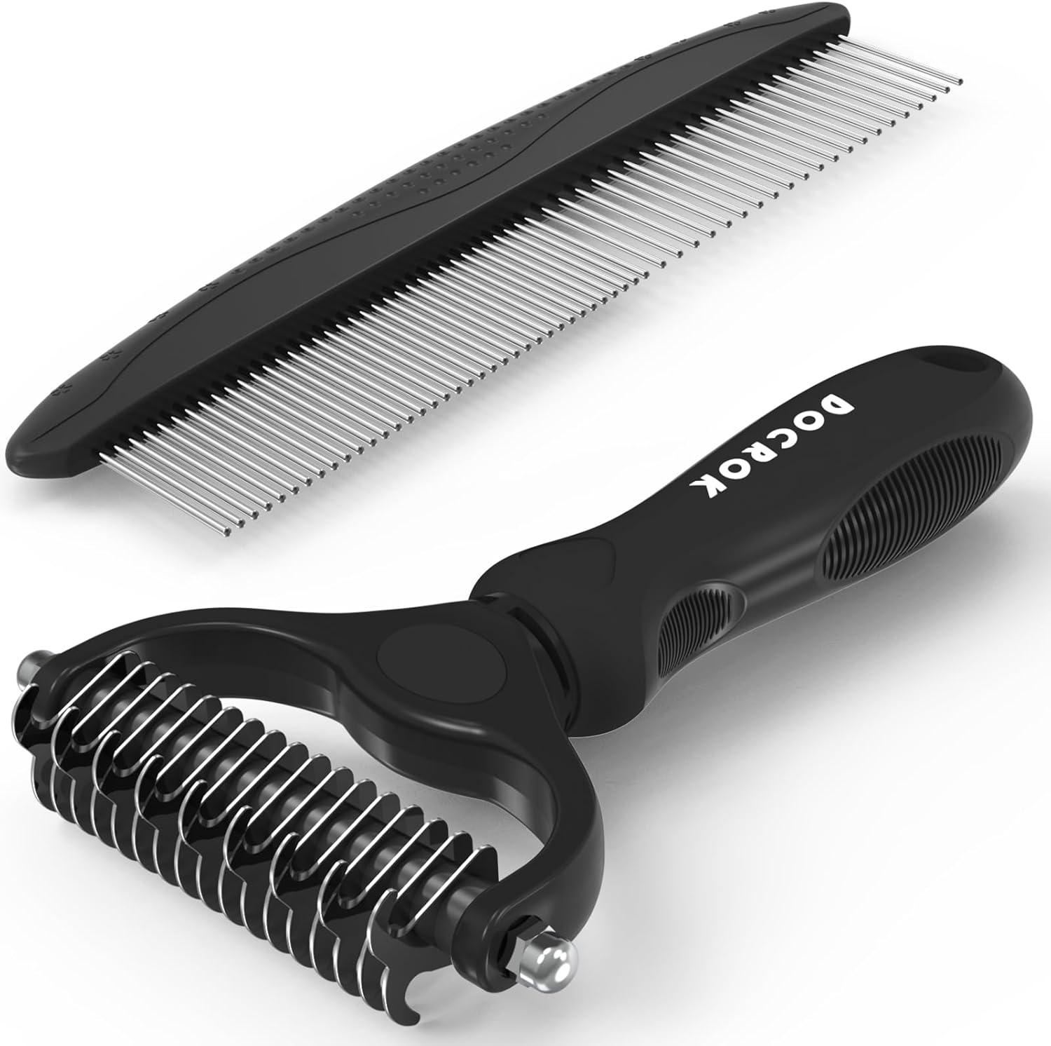 Blue Deshedding Brush with Metal Comb