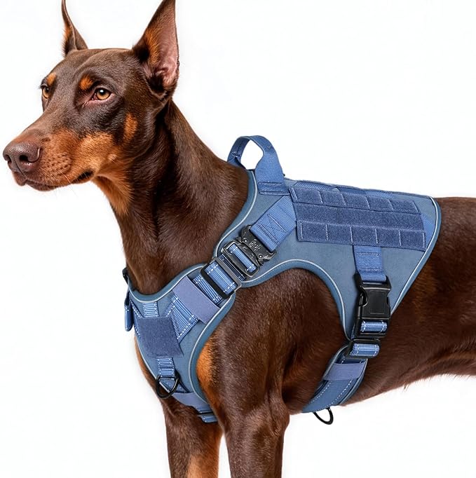 Tactical Dog Harness for Large Dogs - No Pull Reflective Military Vest