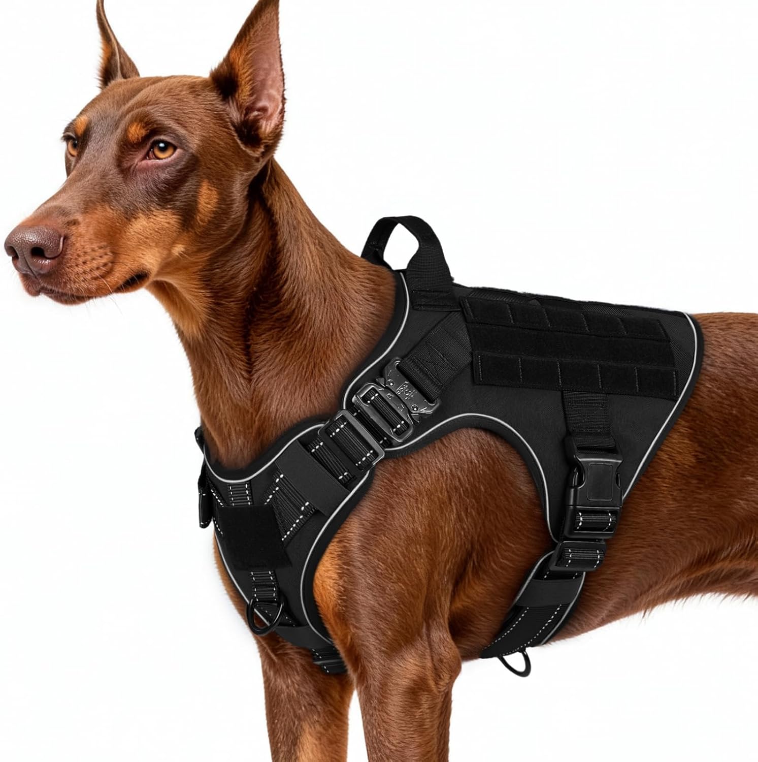 No Pull Upgraded Reflective Heavy Duty Molle Vest with Handle L