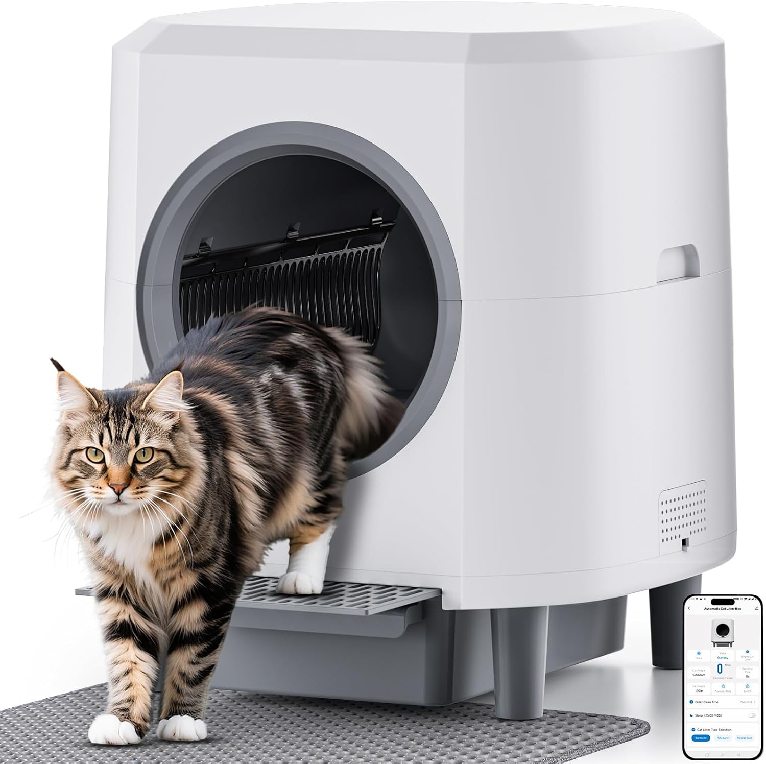Ellenpent 90L large self-cleaning cat litter box white