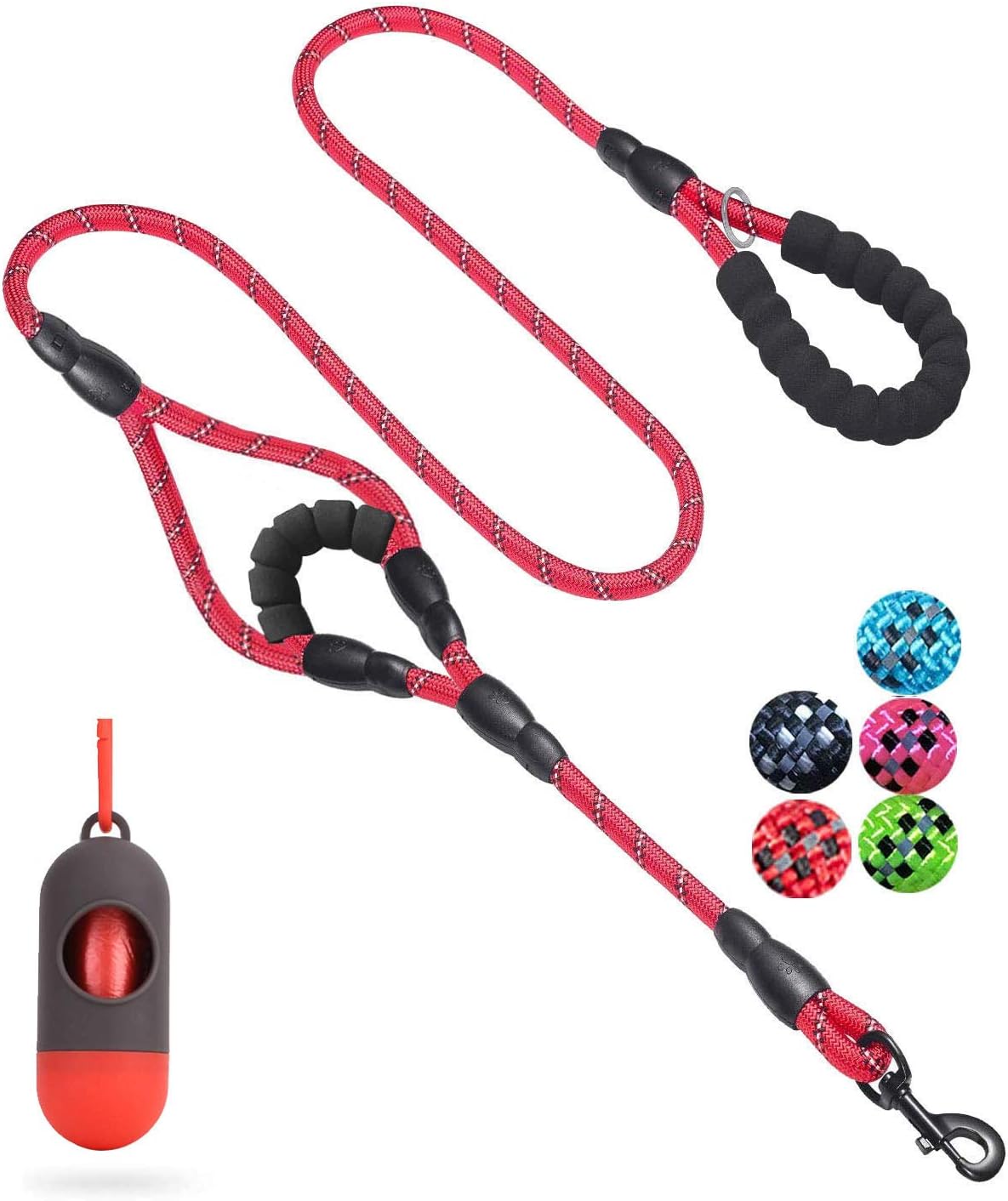 Reflective safety dog leash for night walks