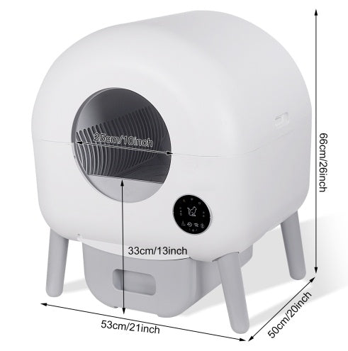 Self Cleaning Litter Box - 2.2lb-23lb Cat Can Use, 100L Automatic Cat Litter Box Self Cleaning, Extra Large For Multiple Cats, Anti-Pinch, All Clumping Litter Can Use, With Garbage Bags, App Control