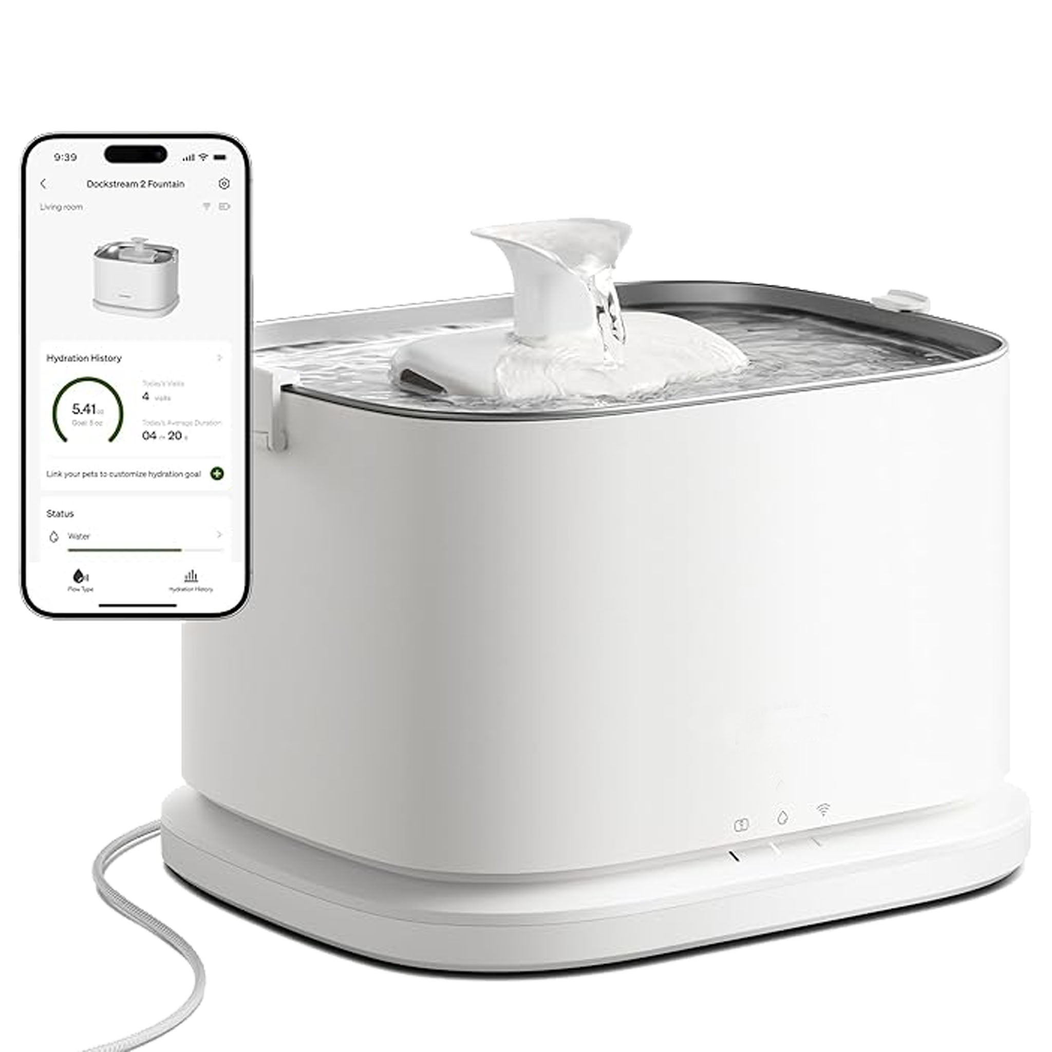 Dockstream 2 APP monitoring hydration pet water fountain