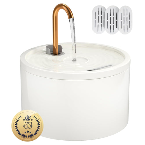 2.1L all‑ceramic cat water fountain white