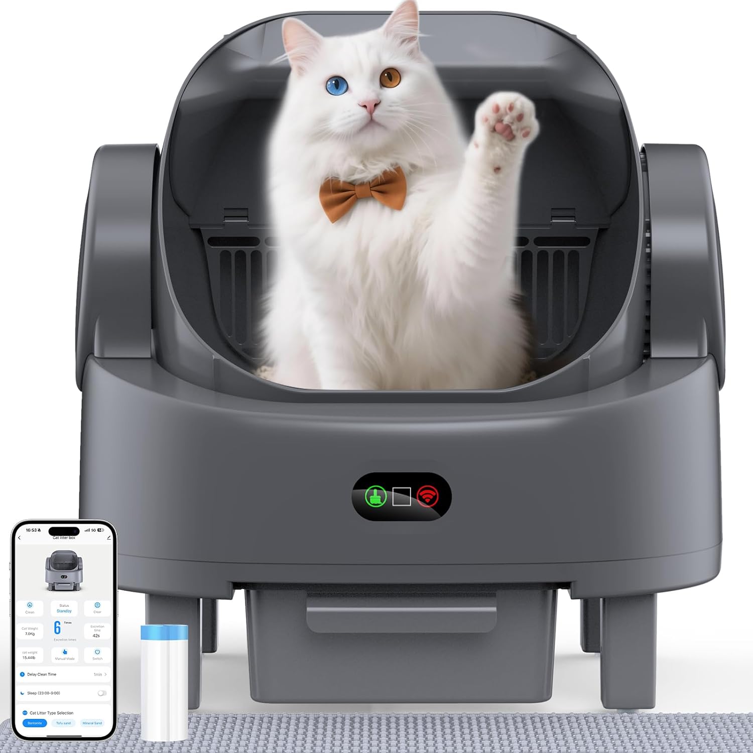 Open-Top Large Automatic Litter Box for Multiple Cats with Safety Sensors